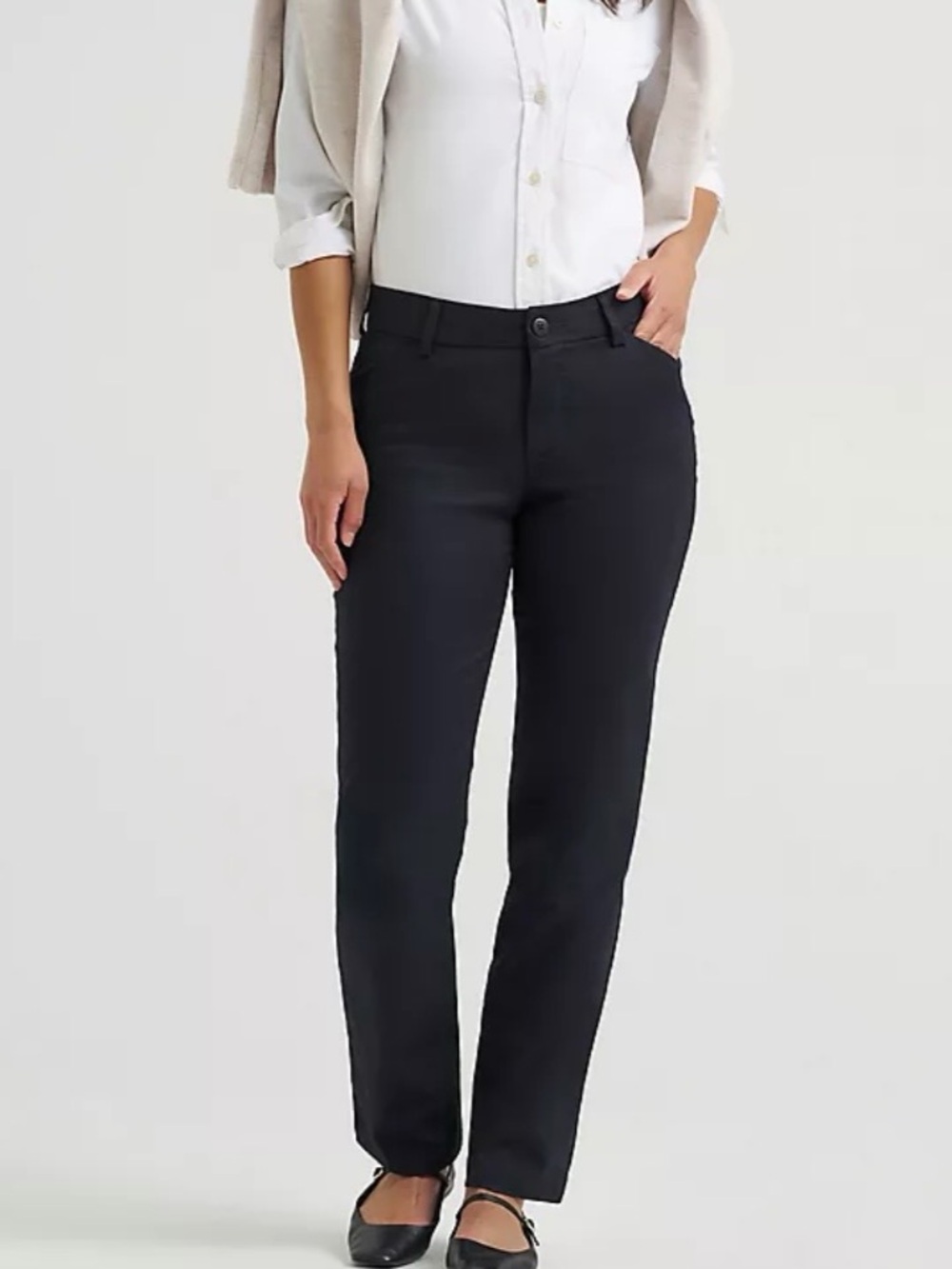 Lee Black Relaxed Fit Straight-Leg Pants